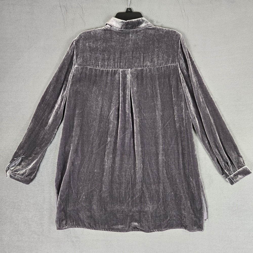 Eileen Fisher Shirt Womens Small Petite SP Silk Blend Velvet Button Down Tunic - Picture 2 of 7